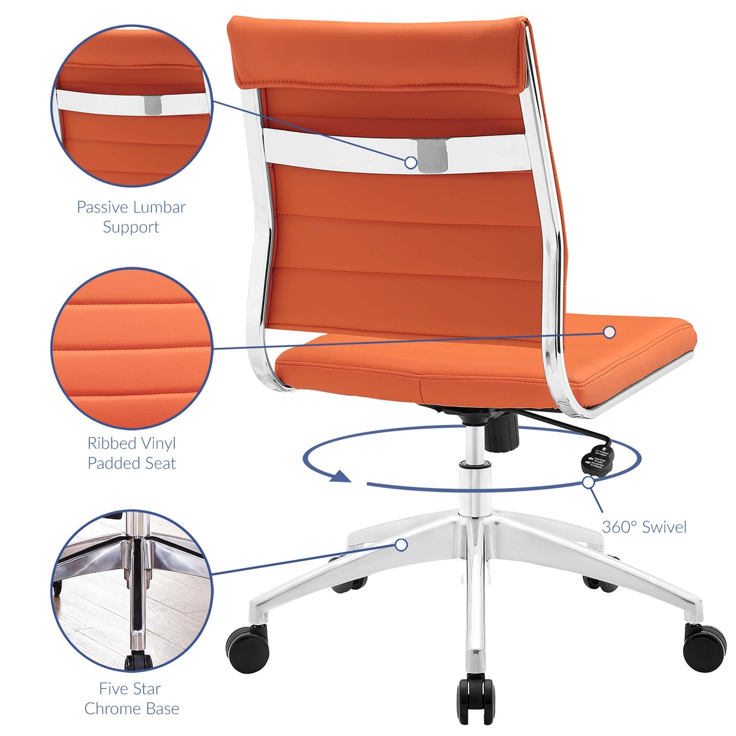 Modway - Jive Armless Mid Back Office Chair by Modway  Office Furniture Office Chairs Orange - EEI-1525-ORA