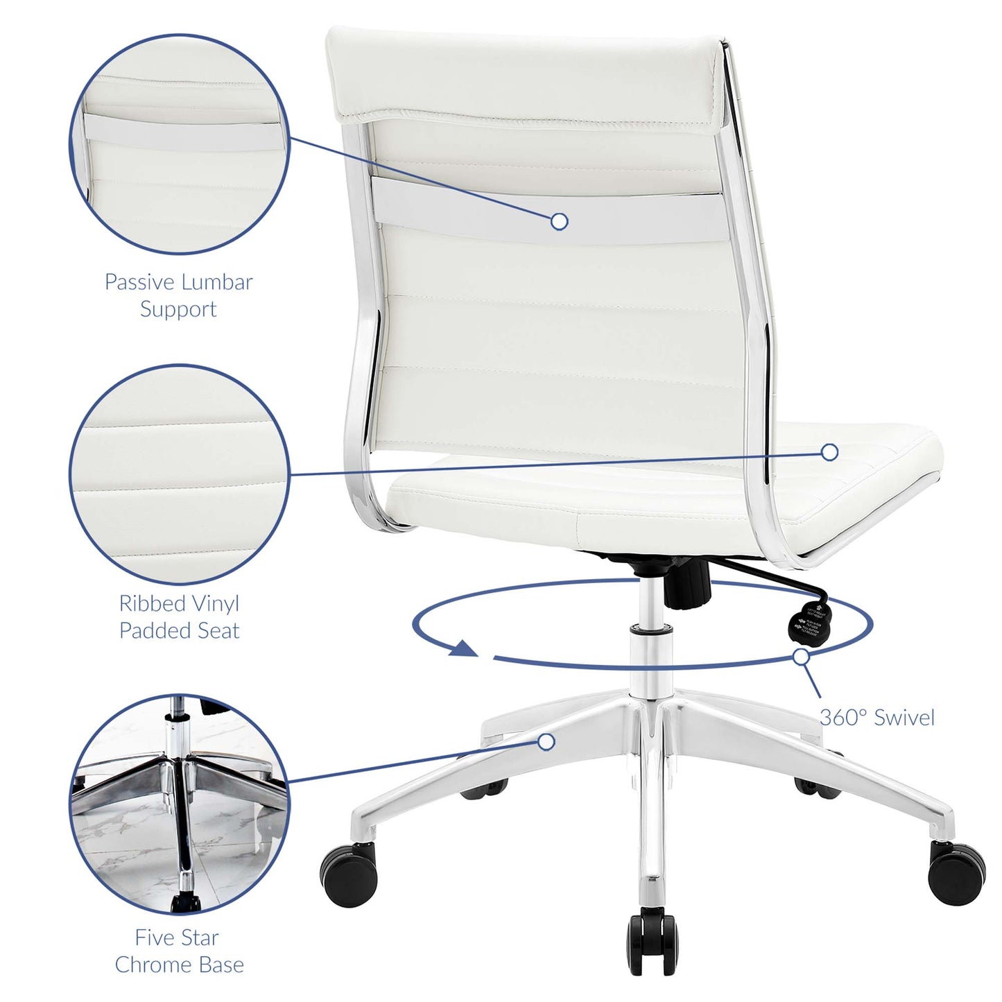 Modway - Jive Armless Mid Back Office Chair by Modway  Office Furniture Office Chairs White - EEI-1525-WHI