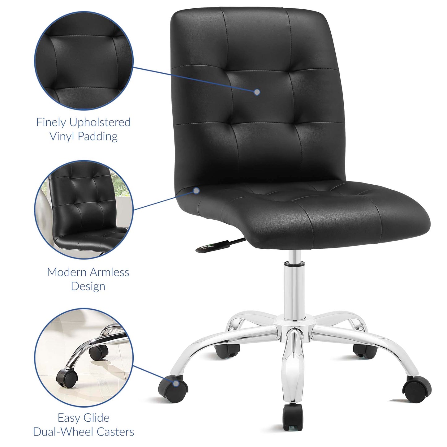 Modway - Prim Armless Mid Back Office Chair by Modway  Office Furniture Office Chairs Black - EEI-1533-BLK