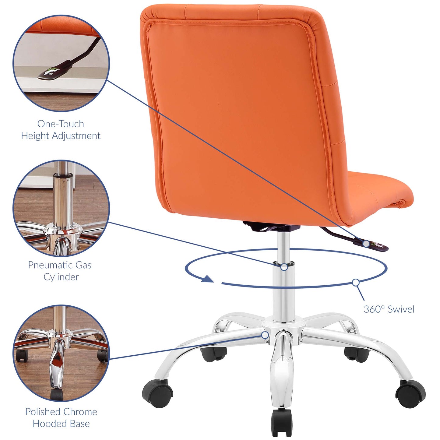 Modway Outlet Prim Armless Mid Back Office Chair by Modway  Office Furniture Furniture Orange - EEI-1533-ORA
