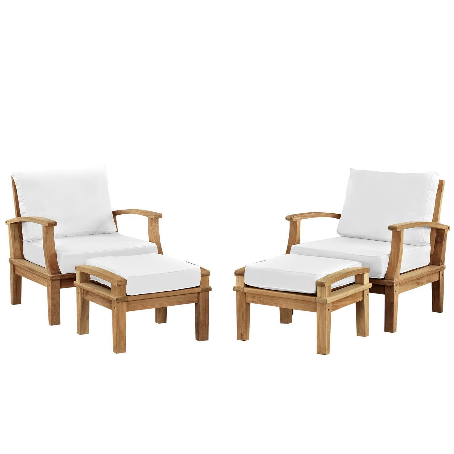 Modway - Marina 4 Piece Outdoor Patio Teak Set by Modway  Outdoor Furniture Sofa Sectionals White - EEI-1537-NAT-WHI-SET