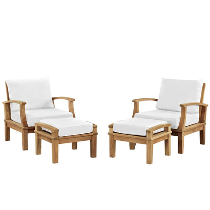 Modway - Marina 4 Piece Outdoor Patio Teak Set by Modway  Outdoor Furniture Sofa Sectionals White - EEI-1537-NAT-WHI-SET