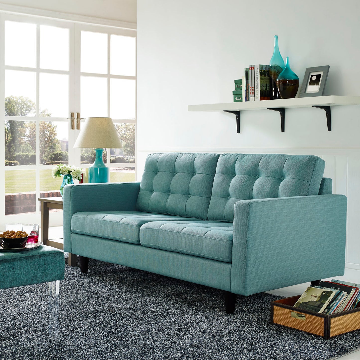 Modway Outlet Empress Upholstered Fabric Loveseat by Modway  Living Room Furniture Laguna - EEI-1547-LAG