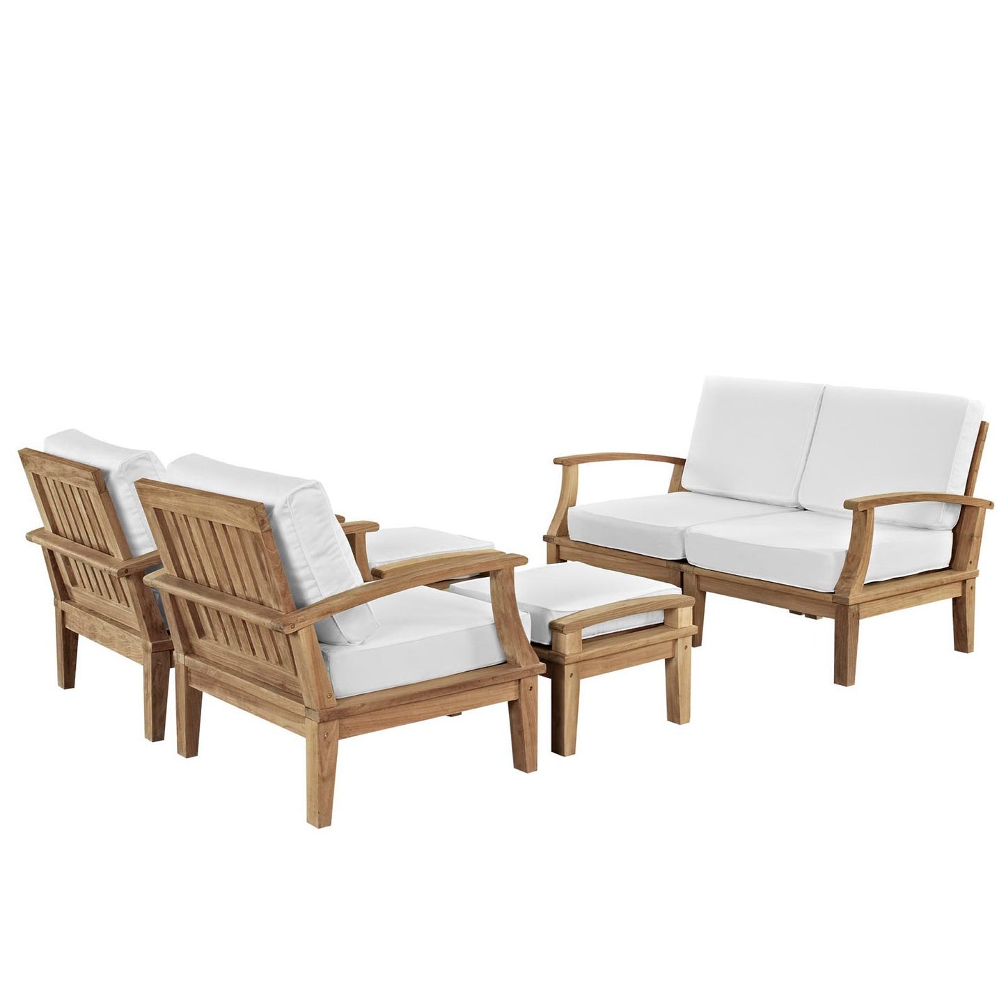 Modway - Marina 6 Piece Outdoor Patio Teak Set by Modway  Outdoor Furniture Sofa Sectionals White - EEI-1597-NAT-WHI-SET