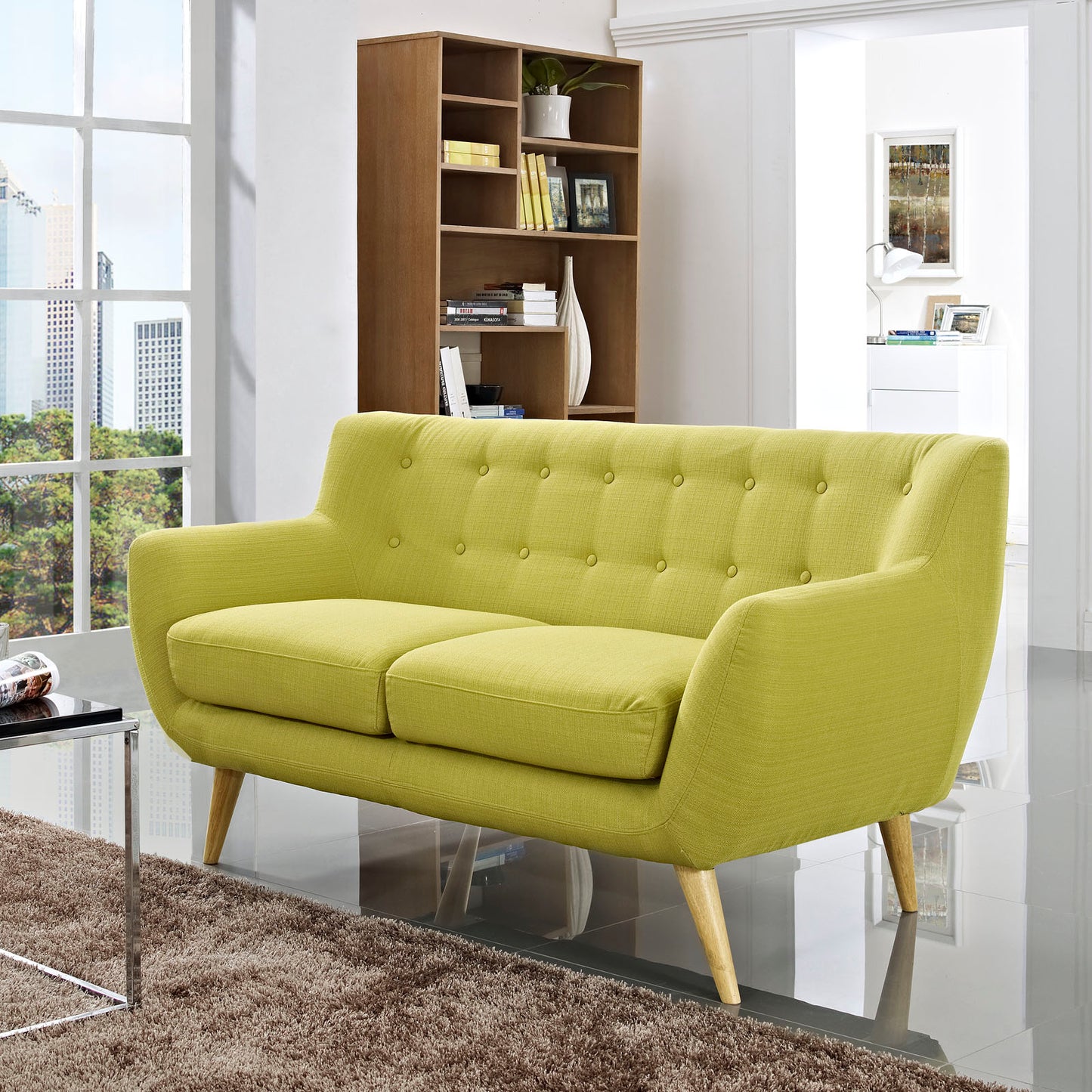 Modway Outlet Remark Upholstered Fabric Loveseat by Modway  Living Room Furniture Wheatgrass - EEI-1632-WHE