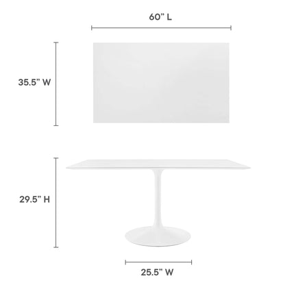 60-inch white rectangular wood dining table.