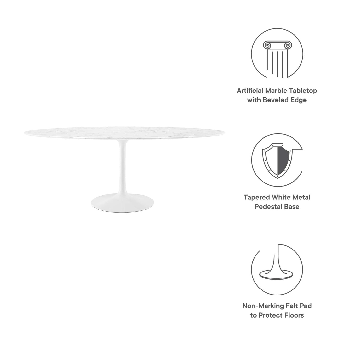 Modway - Lippa 78" Oval Faux Marble Dining Table by Modway  Bar and Dining Bar and Dining Tables White - EEI-1659-WHI