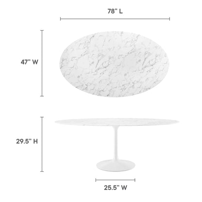 Modway - Lippa 78" Oval Faux Marble Dining Table by Modway  Bar and Dining Bar and Dining Tables White - EEI-1659-WHI