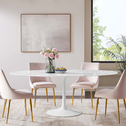 Modway - Lippa 78" Oval Faux Marble Dining Table by Modway  Bar and Dining Bar and Dining Tables White - EEI-1659-WHI