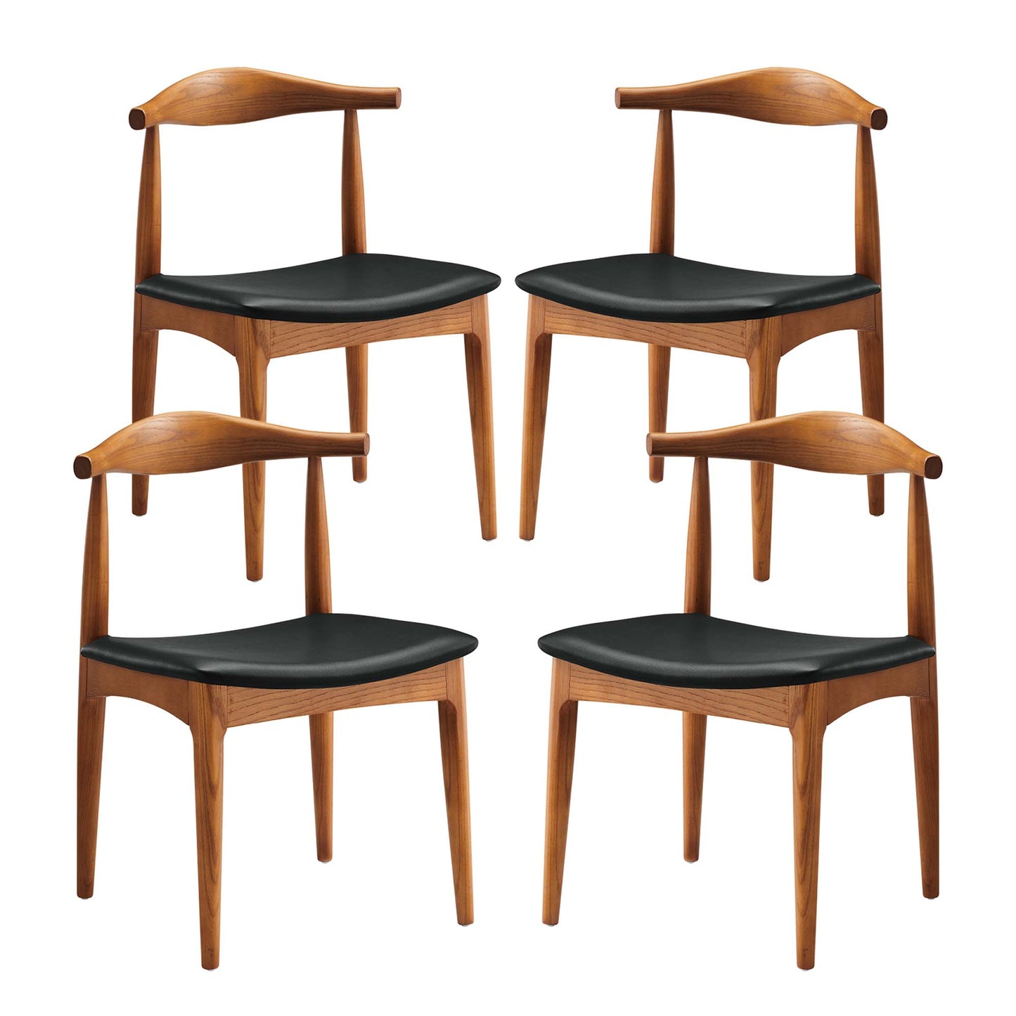 Modway - Tracy Wood Dining Chairs Set of 4 by Modway  Bar and Dining Dining Chairs Black - EEI-1682-BLK