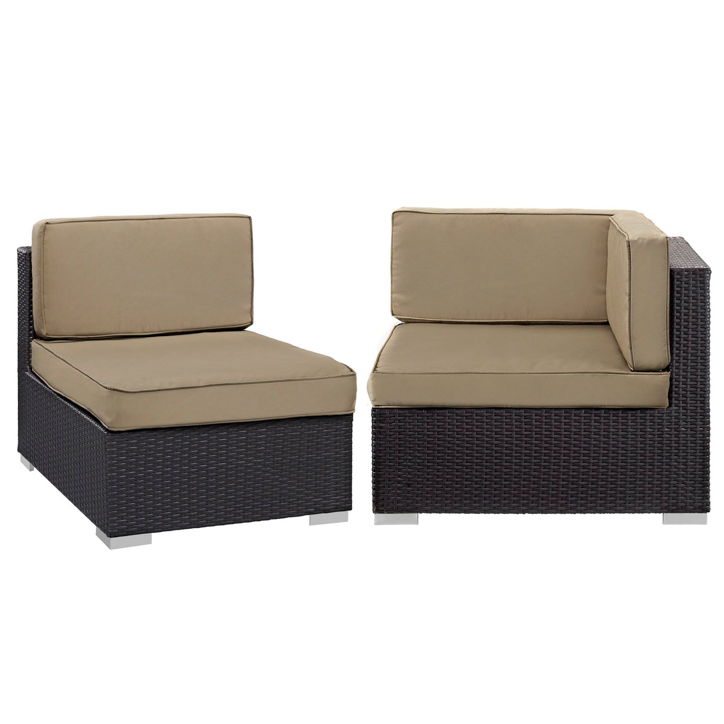 Modway Outlet Gather Corner and Middle Outdoor Patio Sectional Set by Modway  Outdoor Furniture Furniture Espresso Mocha - EEI-1689-EXP-MOC