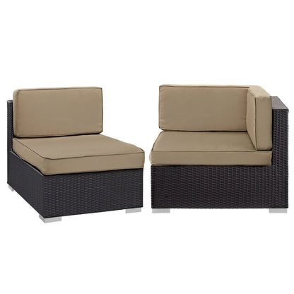 Modway Outlet Gather Corner and Middle Outdoor Patio Sectional Set by Modway  Outdoor Furniture Furniture Espresso Mocha - EEI-1689-EXP-MOC
