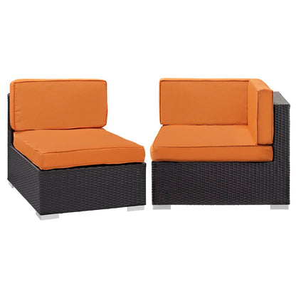 Modway Outlet Gather Corner and Middle Outdoor Patio Sectional Set by Modway  Outdoor Furniture Furniture Espresso Orange - EEI-1689-EXP-ORA