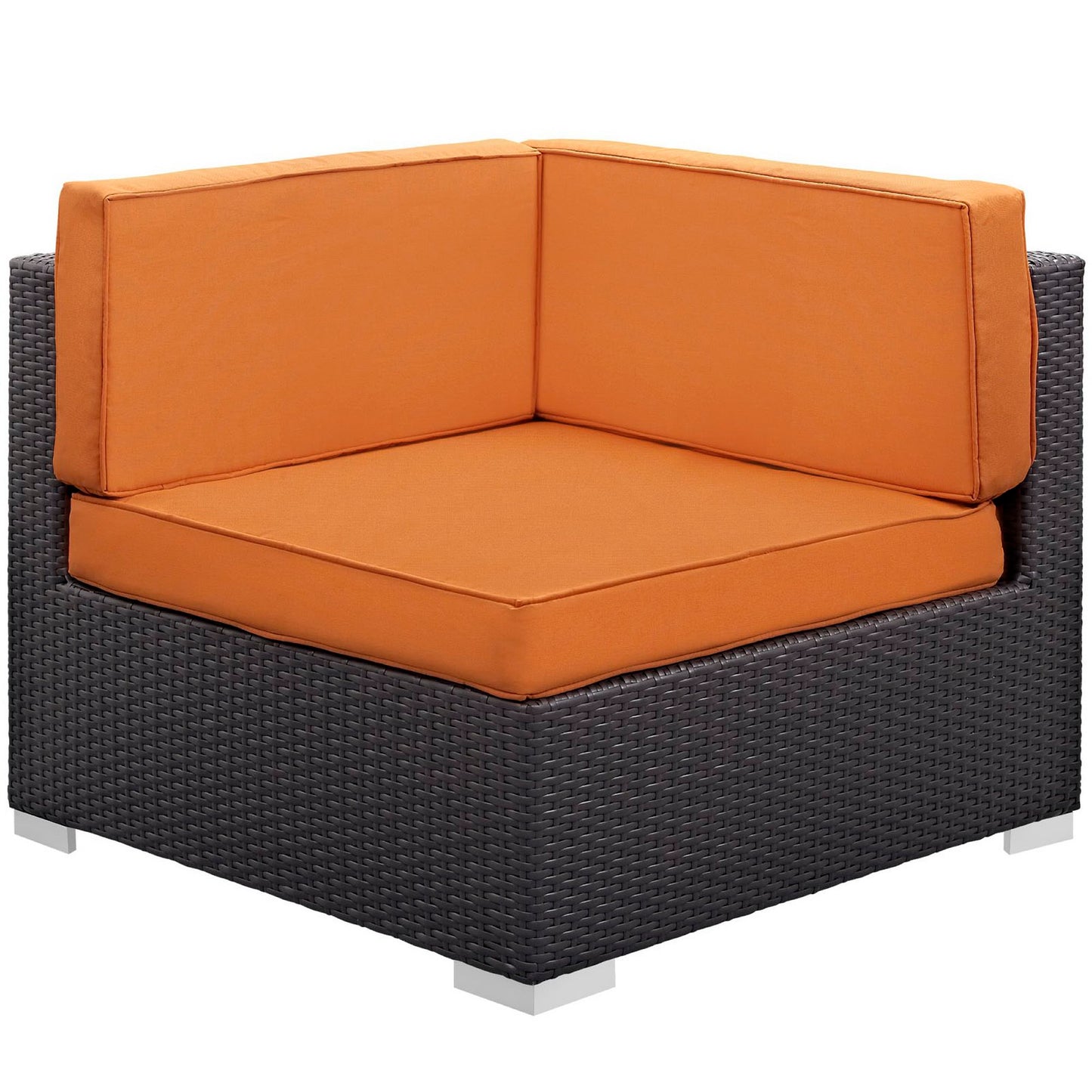 Modway Outlet Gather Corner and Middle Outdoor Patio Sectional Set by Modway  Outdoor Furniture Furniture Espresso Orange - EEI-1689-EXP-ORA