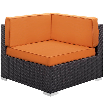 Modway Outlet Gather Corner and Middle Outdoor Patio Sectional Set by Modway  Outdoor Furniture Furniture Espresso Orange - EEI-1689-EXP-ORA
