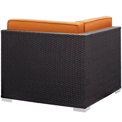 Modway Outlet Gather Corner and Middle Outdoor Patio Sectional Set by Modway  Outdoor Furniture Furniture Espresso Orange - EEI-1689-EXP-ORA