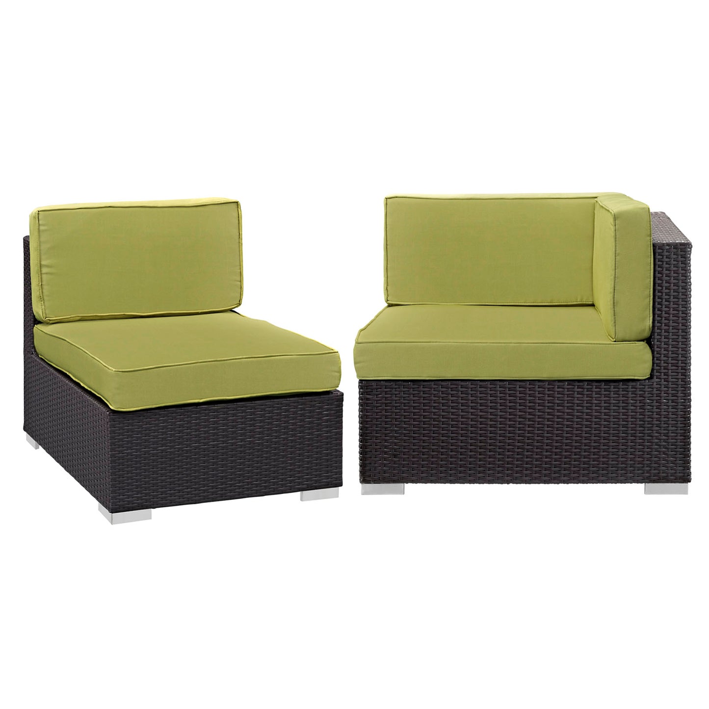 Modway Outlet Gather Corner and Middle Outdoor Patio Sectional Set by Modway  Outdoor Furniture Furniture Espresso Peridot - EEI-1689-EXP-PER