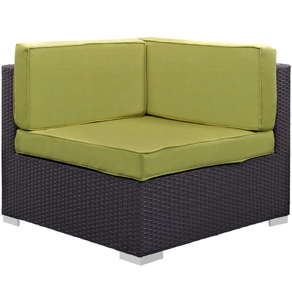 Modway Outlet Gather Corner and Middle Outdoor Patio Sectional Set by Modway  Outdoor Furniture Furniture Espresso Peridot - EEI-1689-EXP-PER