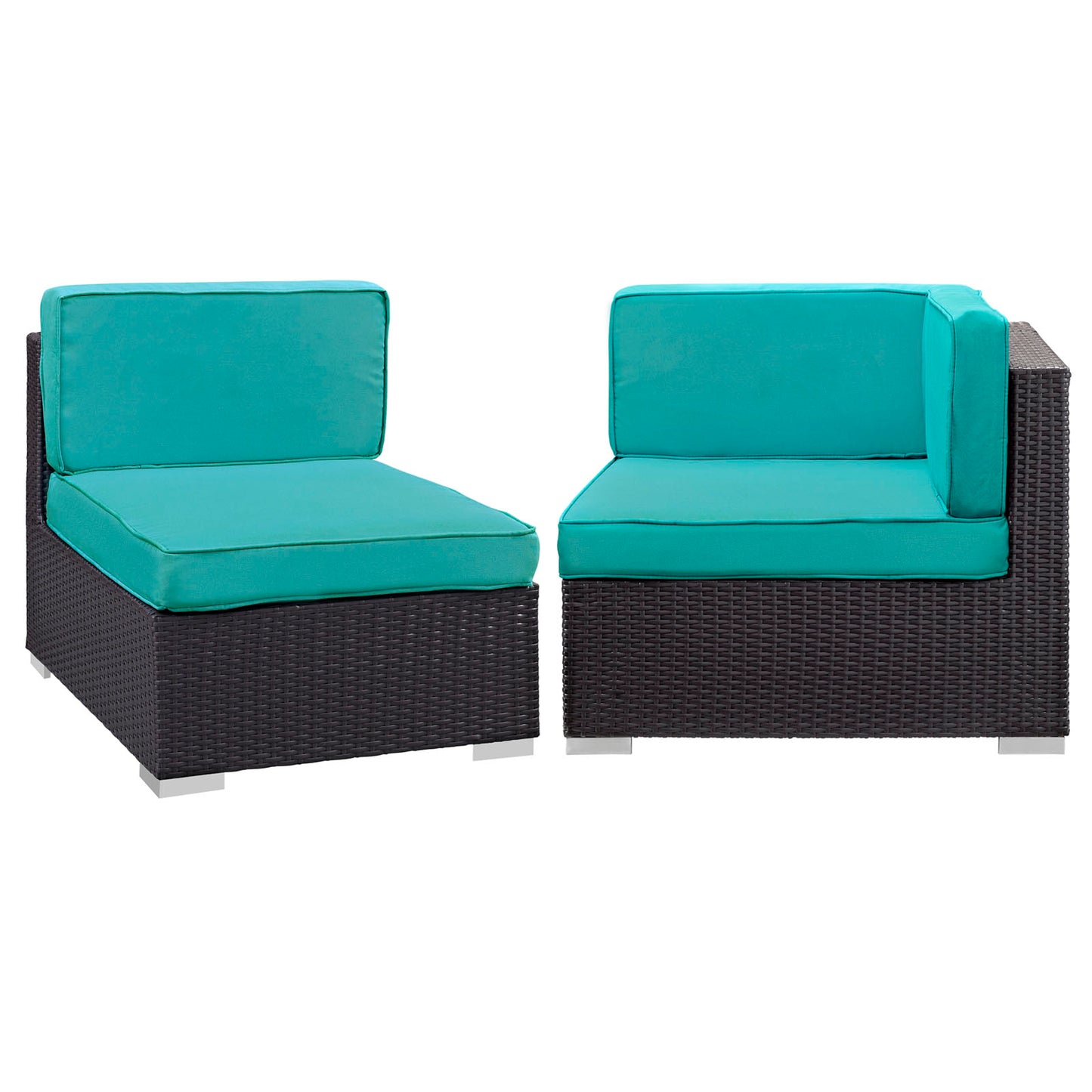 Modway Outlet Gather Corner and Middle Outdoor Patio Sectional Set by Modway  Outdoor Furniture Furniture Espresso Turquoise - EEI-1689-EXP-TRQ