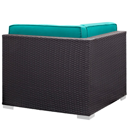 Modway Outlet Gather Corner and Middle Outdoor Patio Sectional Set by Modway  Outdoor Furniture Furniture Espresso Turquoise - EEI-1689-EXP-TRQ