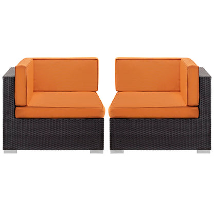 Modway Outlet Gather Outdoor Patio Corner Sectional Set of 2 by Modway  Outdoor Furniture Furniture Espresso Orange - EEI-1691-EXP-ORA