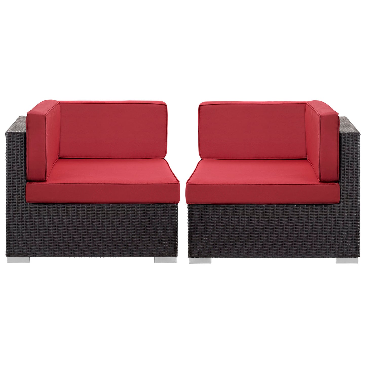 Modway Outlet Gather Outdoor Patio Corner Sectional Set of 2 by Modway  Outdoor Furniture Furniture Espresso Red - EEI-1691-EXP-RED