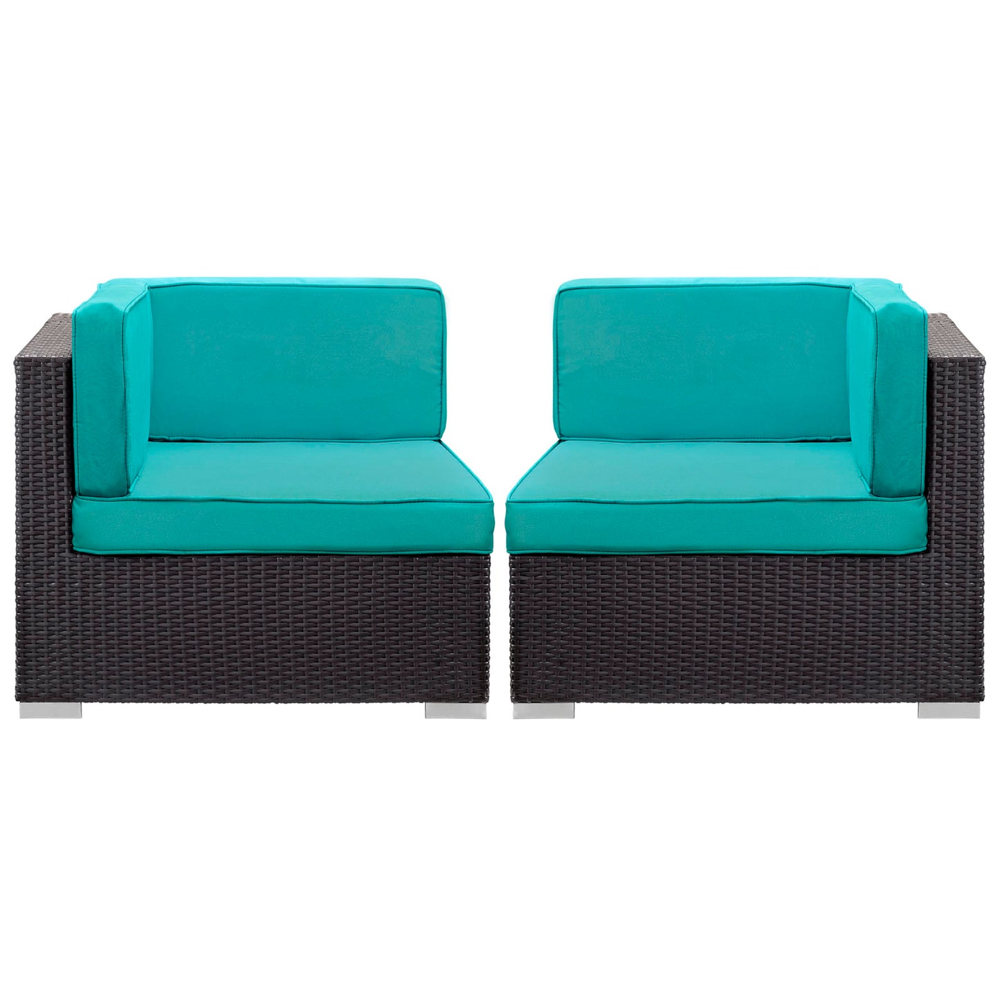 Modway Outlet Gather Outdoor Patio Corner Sectional Set of 2 by Modway  Outdoor Furniture Furniture Espresso Turquoise - EEI-1691-EXP-TRQ