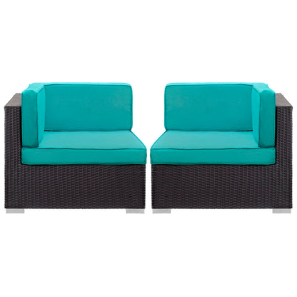 Modway Outlet Gather Outdoor Patio Corner Sectional Set of 2 by Modway  Outdoor Furniture Furniture Espresso Turquoise - EEI-1691-EXP-TRQ