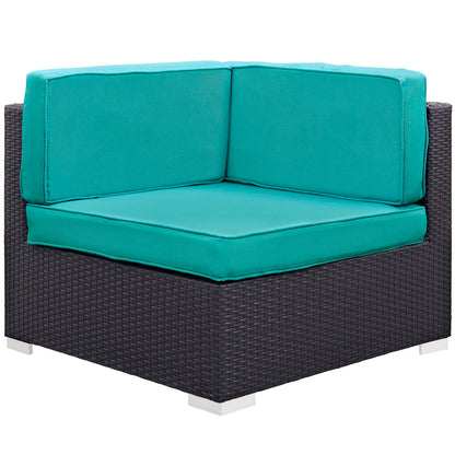 Modway Outlet Gather Outdoor Patio Corner Sectional Set of 2 by Modway  Outdoor Furniture Furniture Espresso Turquoise - EEI-1691-EXP-TRQ