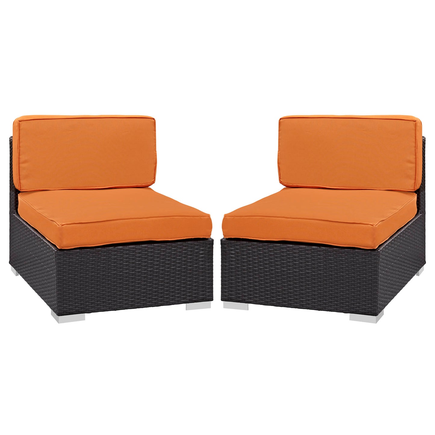 Modway Outlet Gather Outdoor Patio Armless Chair Set of 2 by Modway  Outdoor Furniture Furniture Espresso Orange - EEI-1692-EXP-ORA