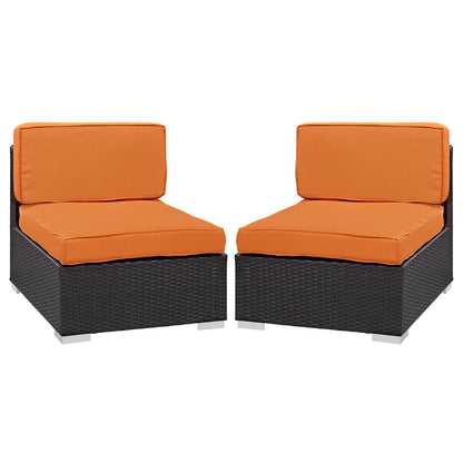 Modway Outlet Gather Outdoor Patio Armless Chair Set of 2 by Modway  Outdoor Furniture Furniture Espresso Orange - EEI-1692-EXP-ORA