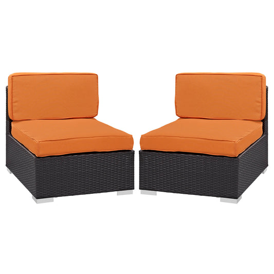 Modway Outlet Gather Outdoor Patio Armless Chair Set of 2 by Modway  Outdoor Furniture Furniture Espresso Orange - EEI-1692-EXP-ORA