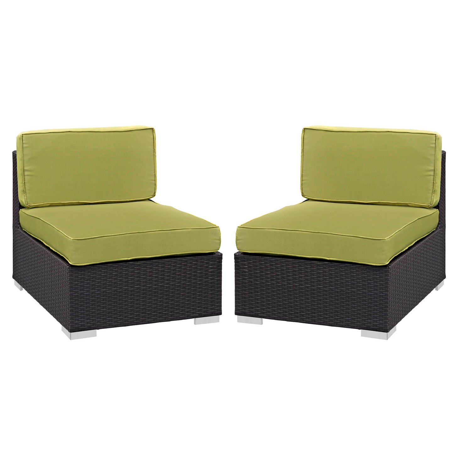 Modway Outlet Gather Outdoor Patio Armless Chair Set of 2 by Modway  Outdoor Furniture Furniture Espresso Peridot - EEI-1692-EXP-PER