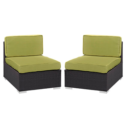 Modway Outlet Gather Outdoor Patio Armless Chair Set of 2 by Modway  Outdoor Furniture Furniture Espresso Peridot - EEI-1692-EXP-PER