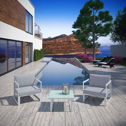 Modway Outlet Fortuna 3 Piece Outdoor Patio Sectional Sofa Set by Modway  Outdoor Furniture Furniture White Gray - EEI-1722-WHI-GRY-SET