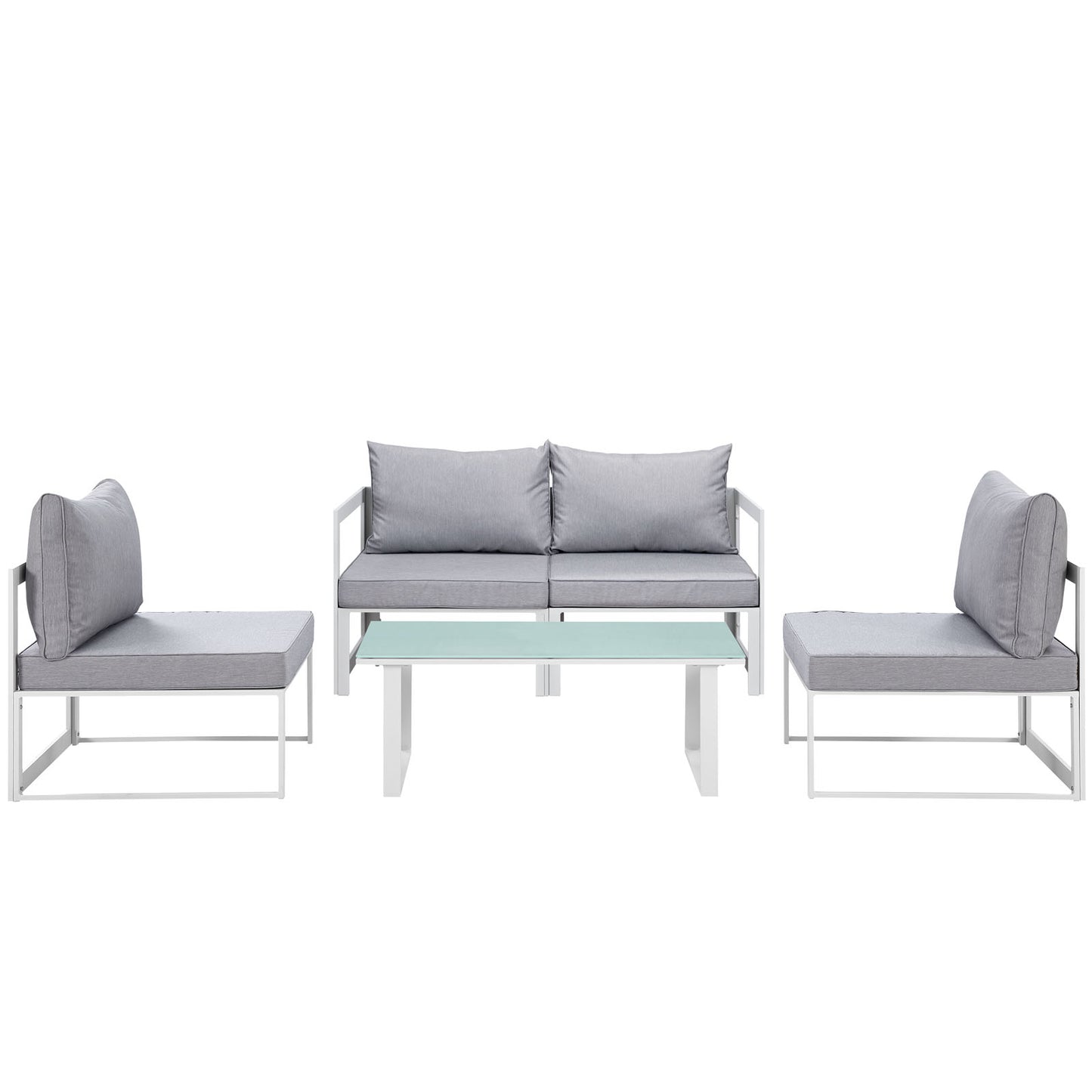 Modway Outlet Fortuna 5 Piece Outdoor Patio Sectional Sofa Set by Modway  Outdoor Furniture Furniture White Gray - EEI-1724-WHI-GRY-SET