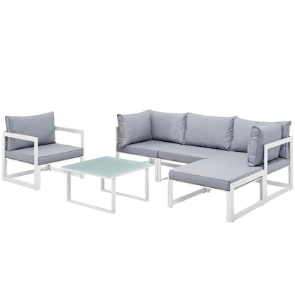 Modway Outlet Fortuna 6 Piece Outdoor Patio Sectional Sofa Set by Modway  Outdoor Furniture Furniture White Gray - EEI-1731-WHI-GRY-SET