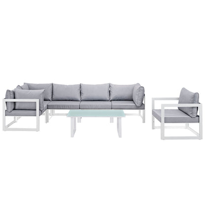Modway Outlet Fortuna 7 Piece Outdoor Patio Sectional Sofa Set by Modway  Outdoor Furniture Furniture White Gray - EEI-1733-WHI-GRY-SET