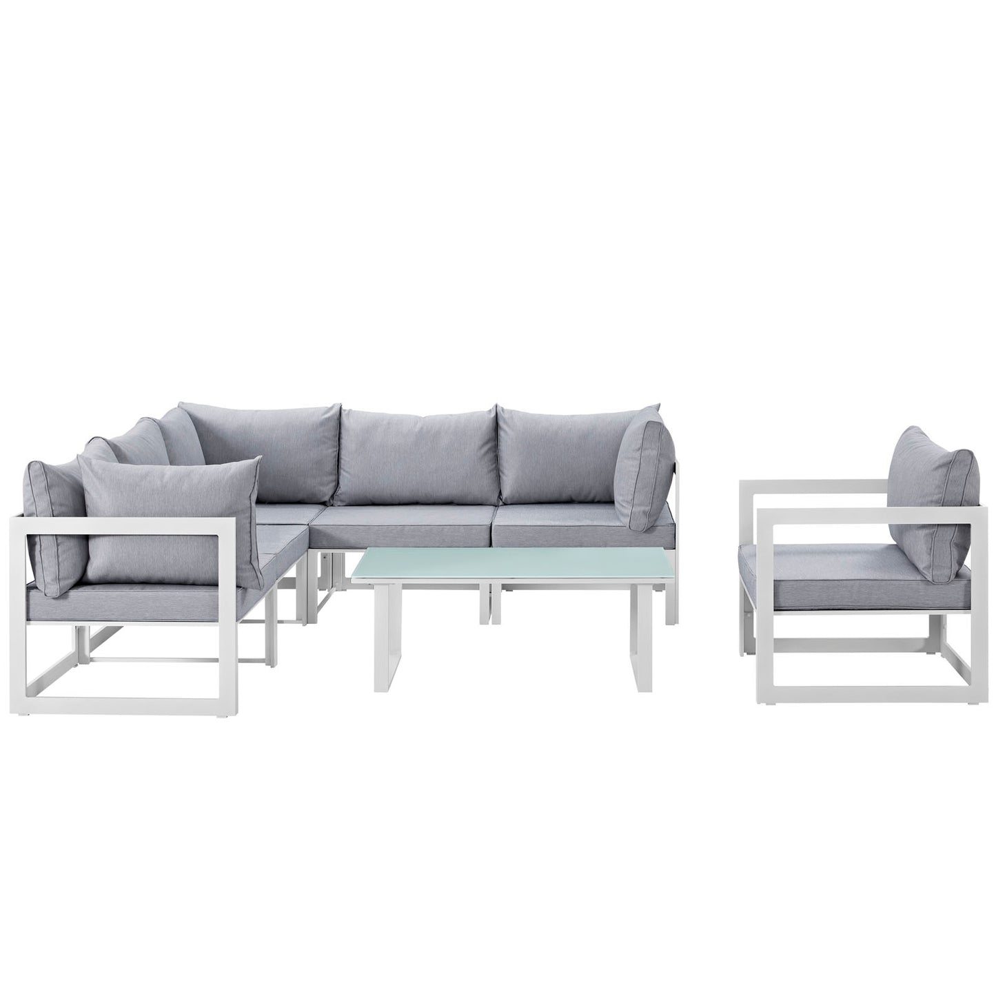 Modway Outlet Fortuna 7 Piece Outdoor Patio Sectional Sofa Set by Modway  Outdoor Furniture Furniture White Gray - EEI-1733-WHI-GRY-SET