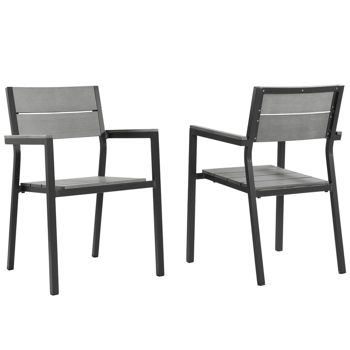 Modway Outlet Maine Outdoor Patio Dining Armchair Set of 2 by Modway  Outdoor Furniture Furniture Brown Gray - EEI-1739-BRN-GRY-SET