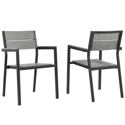 Modway Outlet Maine Outdoor Patio Dining Armchair Set of 2 by Modway  Outdoor Furniture Furniture Brown Gray - EEI-1739-BRN-GRY-SET