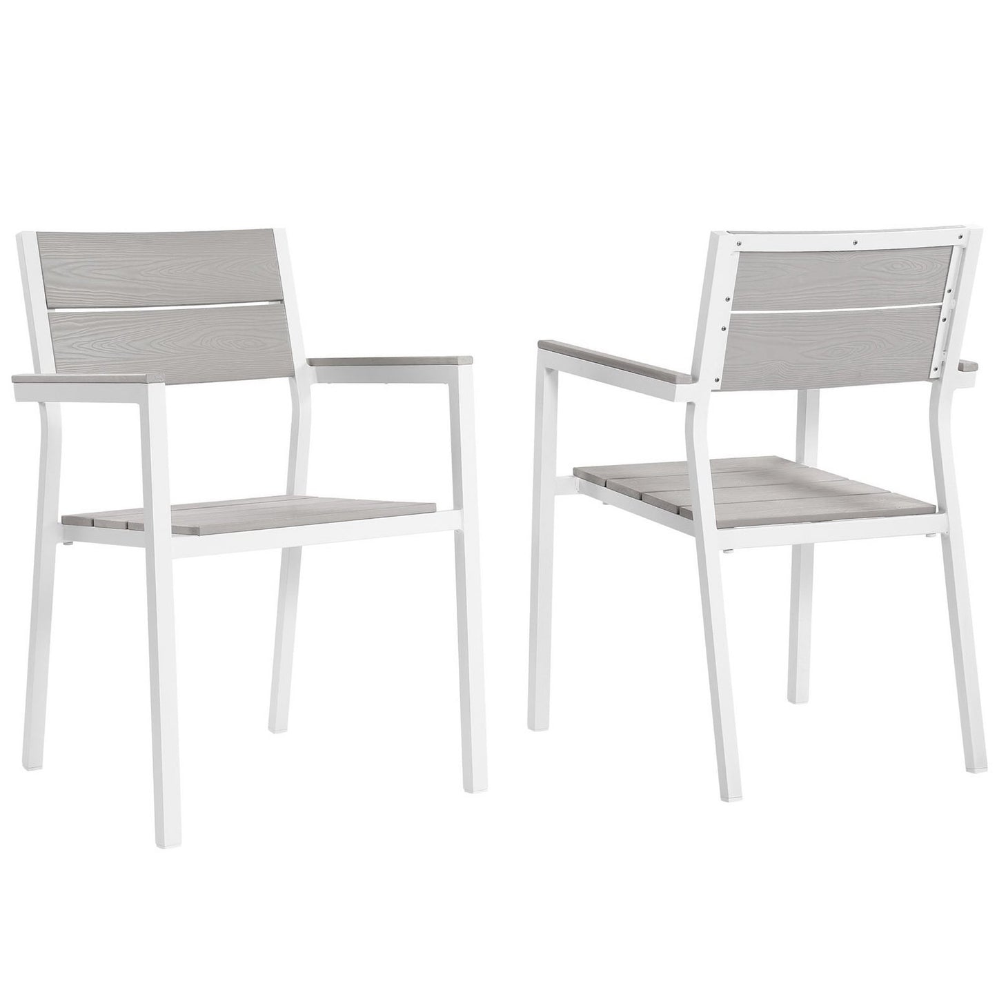 Modway - Maine Outdoor Patio Dining Armchair Set of 2 by Modway  Outdoor Furniture Bar and Dining White - EEI-1739-WHI-LGR-SET