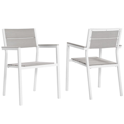 Modway - Maine Outdoor Patio Dining Armchair Set of 2 by Modway  Outdoor Furniture Bar and Dining White - EEI-1739-WHI-LGR-SET