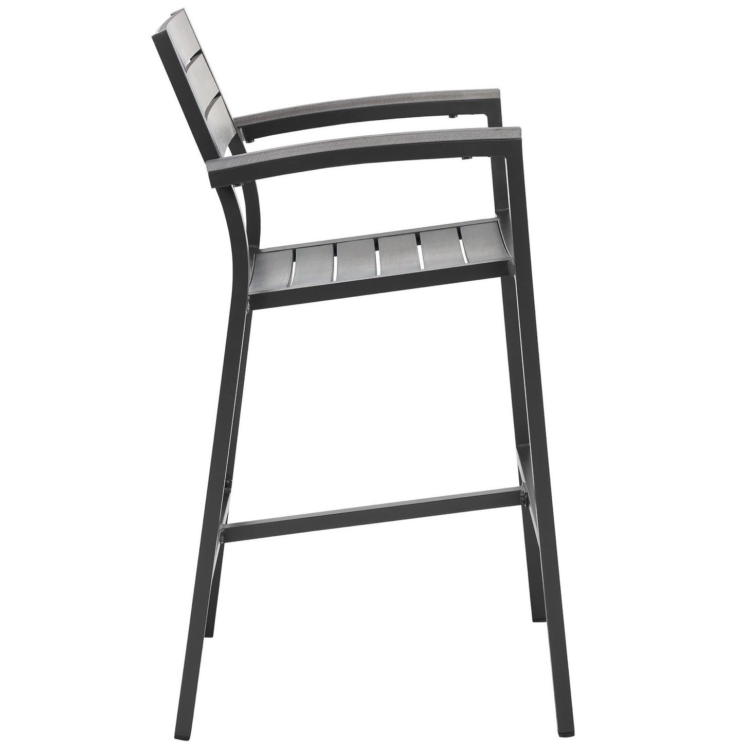 Modway - Maine Outdoor Patio Bar Stool Set of 2 by Modway  Outdoor Furniture Bar and Dining Gray - EEI-1740-BRN-GRY-SET