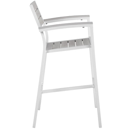 Modway - Maine Outdoor Patio Bar Stool Set of 2 by Modway  Outdoor Furniture Bar and Dining White - EEI-1740-WHI-LGR-SET