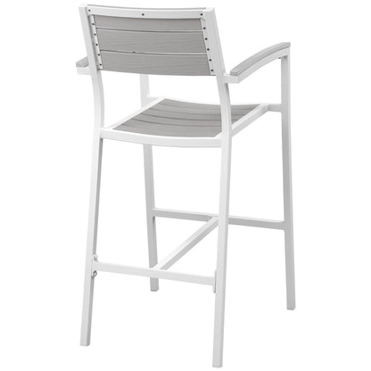 Modway - Maine Outdoor Patio Bar Stool Set of 2 by Modway  Outdoor Furniture Bar and Dining White - EEI-1740-WHI-LGR-SET