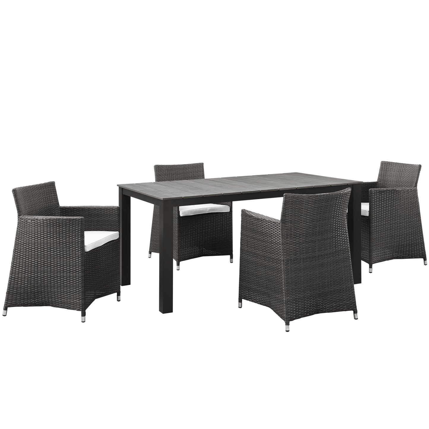 Modway Outlet Junction 5 Piece Outdoor Patio Dining Set by Modway  Outdoor Furniture Furniture Brown White - EEI-1746-BRN-WHI-SET