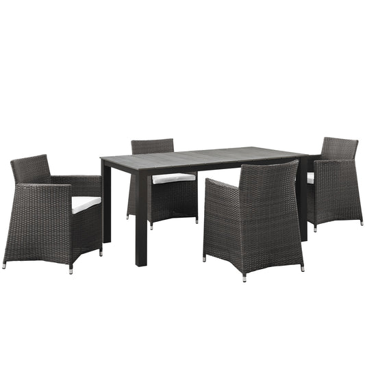 Modway Outlet Junction 5 Piece Outdoor Patio Dining Set by Modway  Outdoor Furniture Furniture Brown White - EEI-1746-BRN-WHI-SET