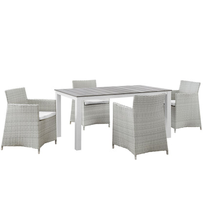 Modway Outlet Junction 5 Piece Outdoor Patio Dining Set by Modway  Outdoor Furniture Furniture Gray White - EEI-1746-GRY-WHI-SET