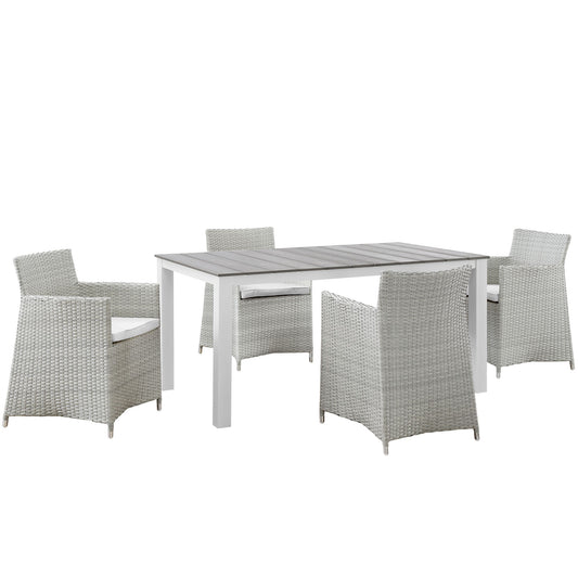 Modway Outlet Junction 5 Piece Outdoor Patio Dining Set by Modway  Outdoor Furniture Furniture Gray White - EEI-1746-GRY-WHI-SET